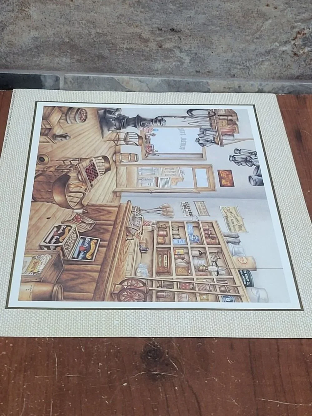 Vintage Unframed Country Store Interior Art Print Kay Lamb Shannon 1987